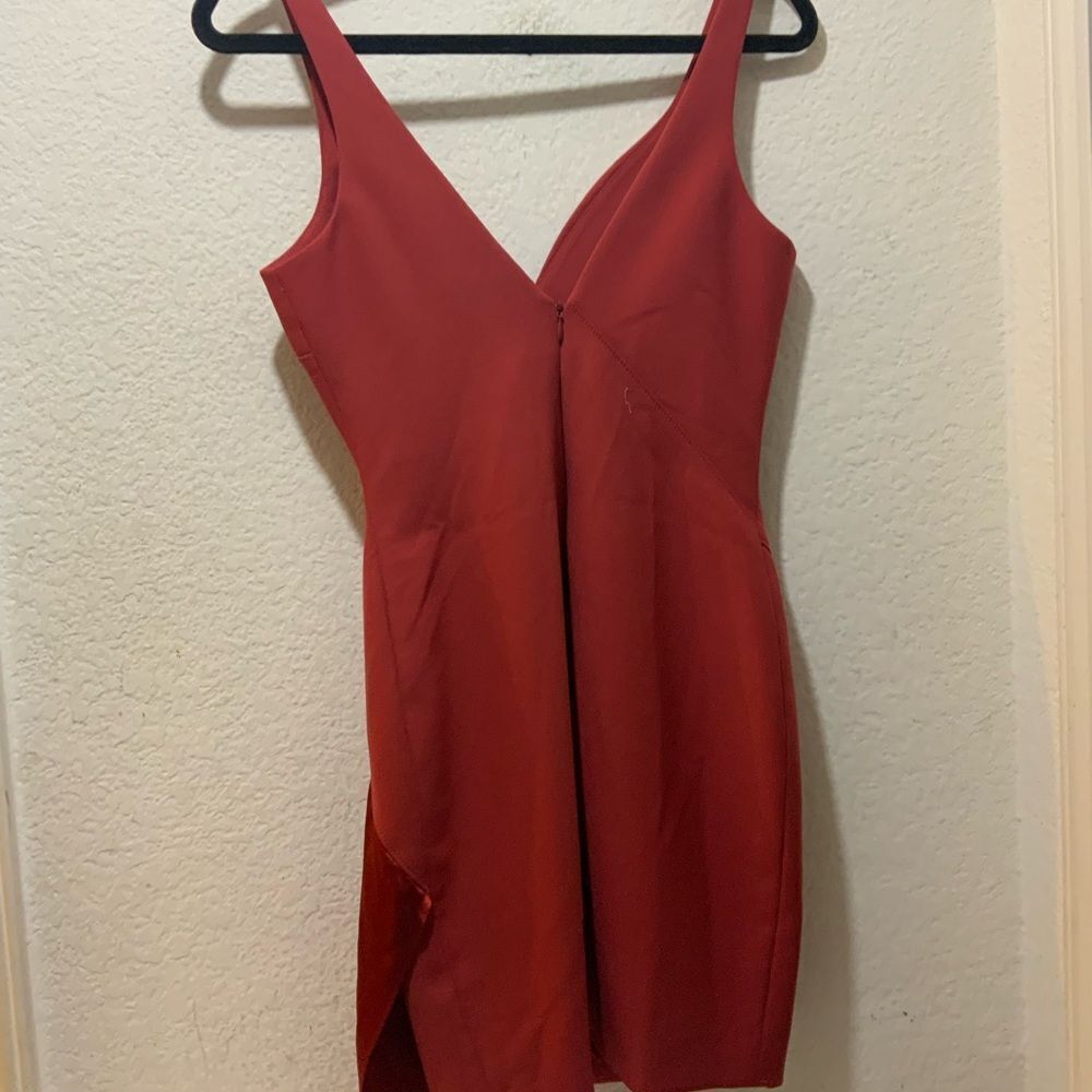 NWT Cinq a Sept Mallory Ruffle dress in Redwood, a rust/red color - Picture 11 of 14